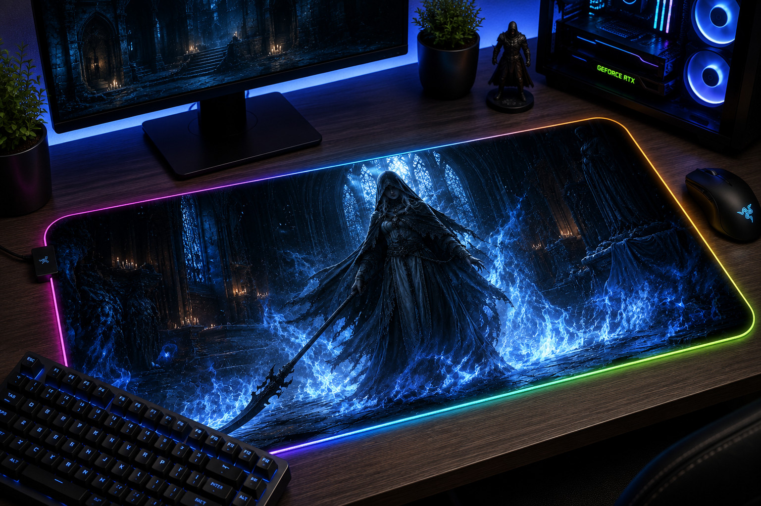 Dark Souls RGB XXL Gaming Mouse Pad Artorias Fantasy RPG Desk Mat LED