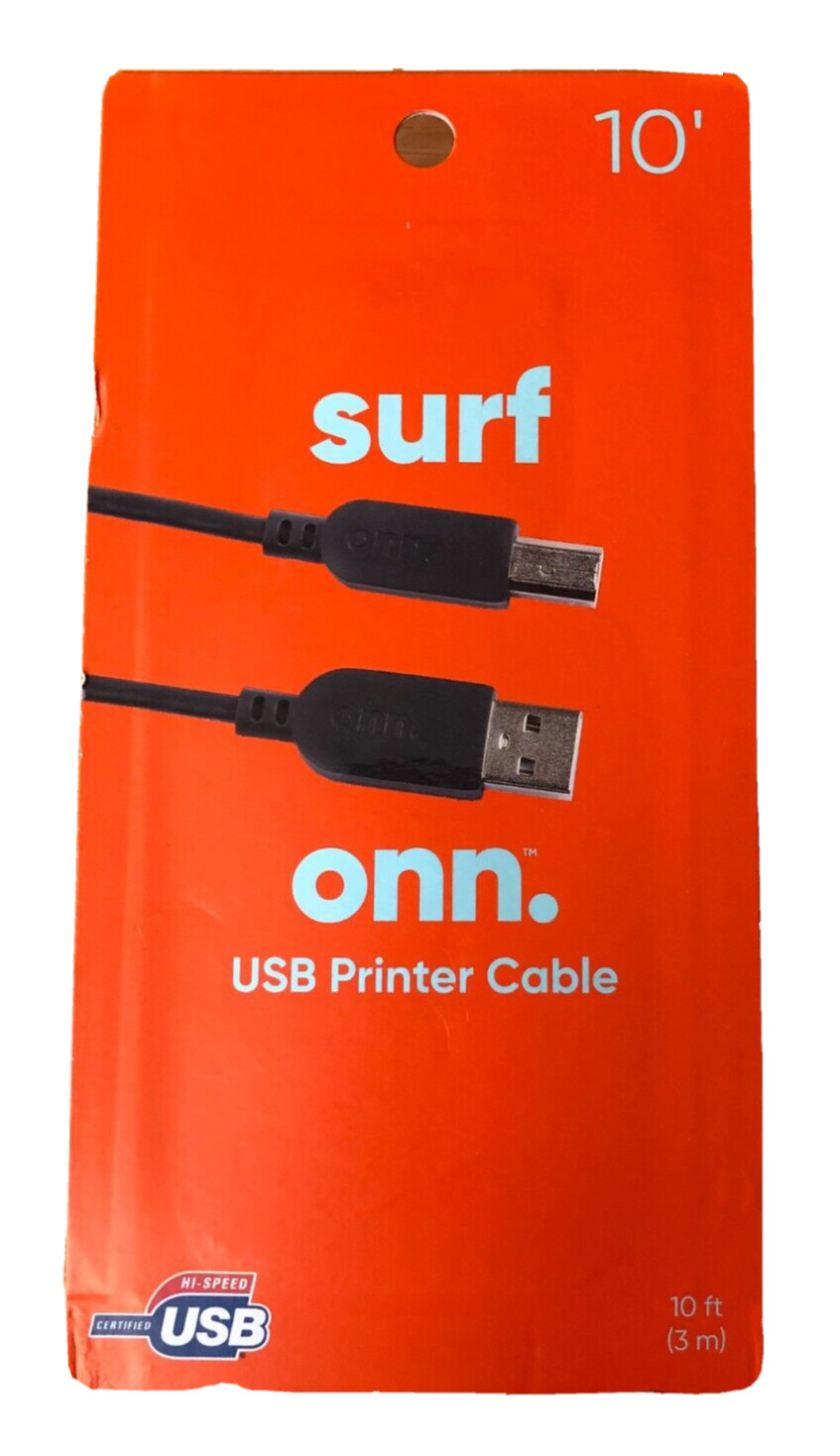SURF ONN USB Printer Cable 10ft (3m) Hi-Speed Brand New