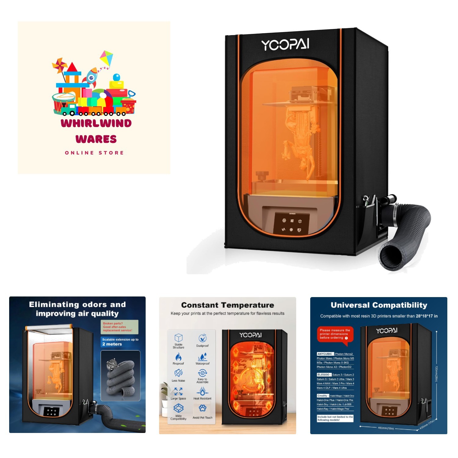 Multifunctional Resin 3D Printer Enclosure with Ventilation Filter