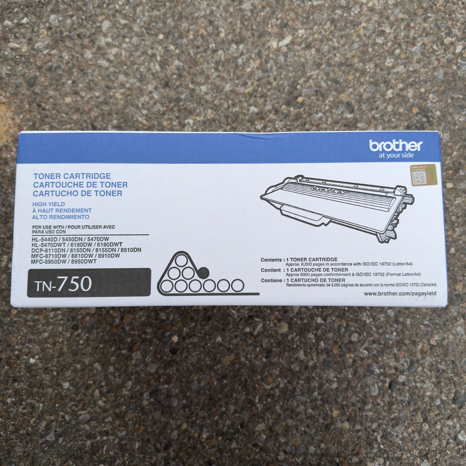 Brother TN-750 Genuine High Yield Black Toner Cartridge OEM Sealed