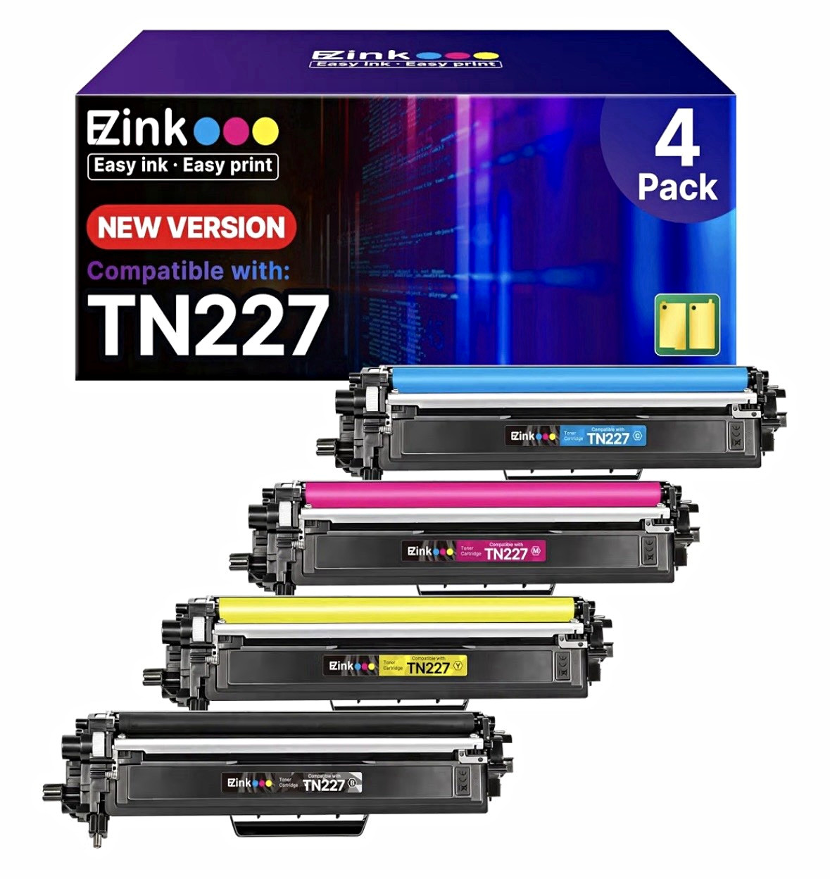 EZink TN227 Compatible Toner 4-Pack CMYK for Brother HL-L3270CDW Laser