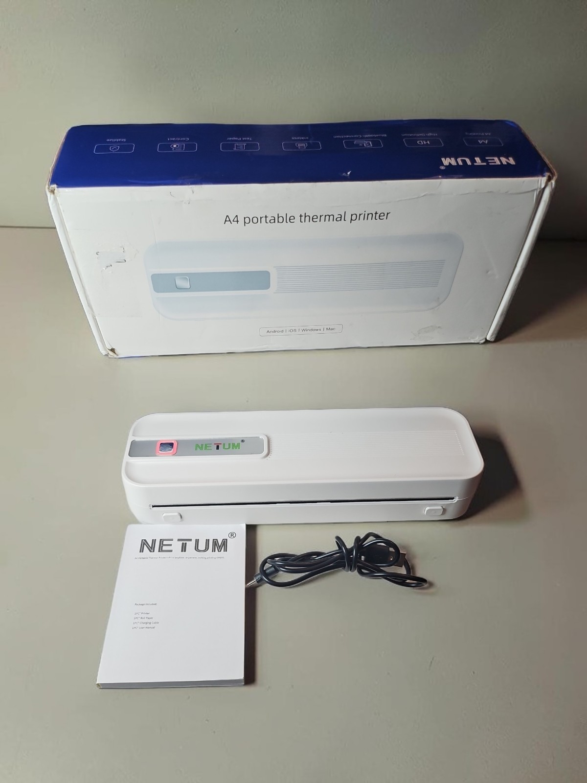NETUM P801X Portable Thermal Printer, Wireless Bluetooth & Inkless, Smudge Free 