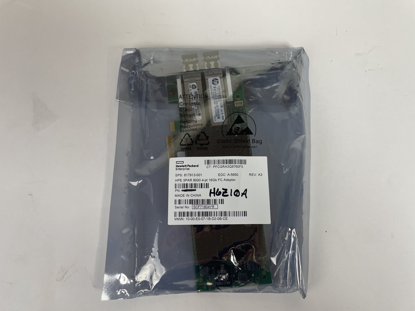 HPE H6Z10A 3PAR STORESERV 8000 2-PORT 10Gb iSCSI/FCoE ADAPTER