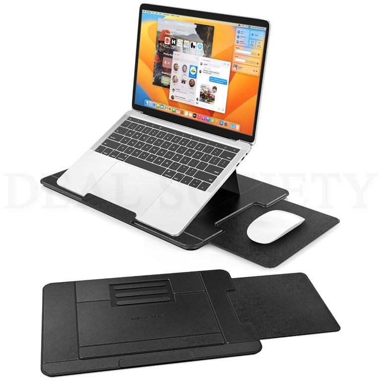 AboveTEK Adjustable Laptop Lap Desk 3 Ergonomic Angles PU Leather Black