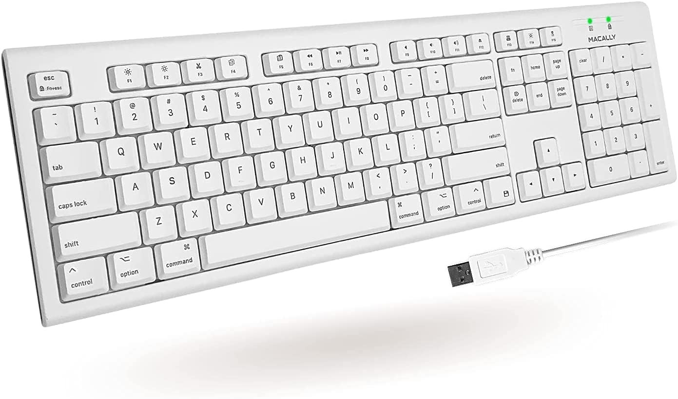 Macally Full-Size USB Wired Keyboard for Mac mini/Pro, iMac Desktop Computer