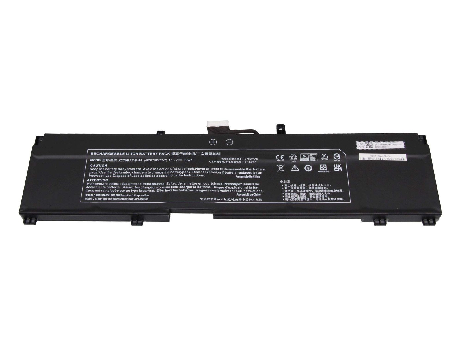 Clevo X270BAT-8-99 Battery 99Wh Genuine 6,780mAh ~D~