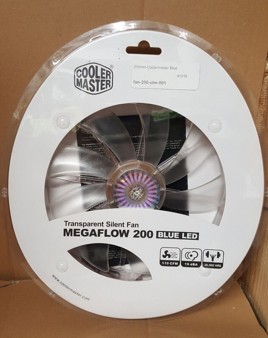 Brand New Cooler Master Megaflow 200 Blue LED Sleave Bearing 200mm Silent Fan