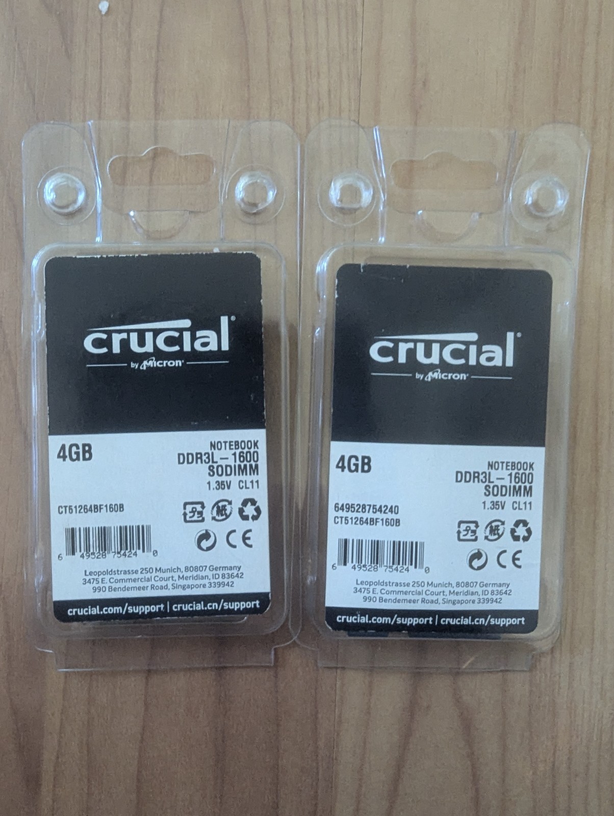 2 Sticks Of Crucial 4gb ddr3l-1600 sodimm Notebook Ram Memory.  Never Used