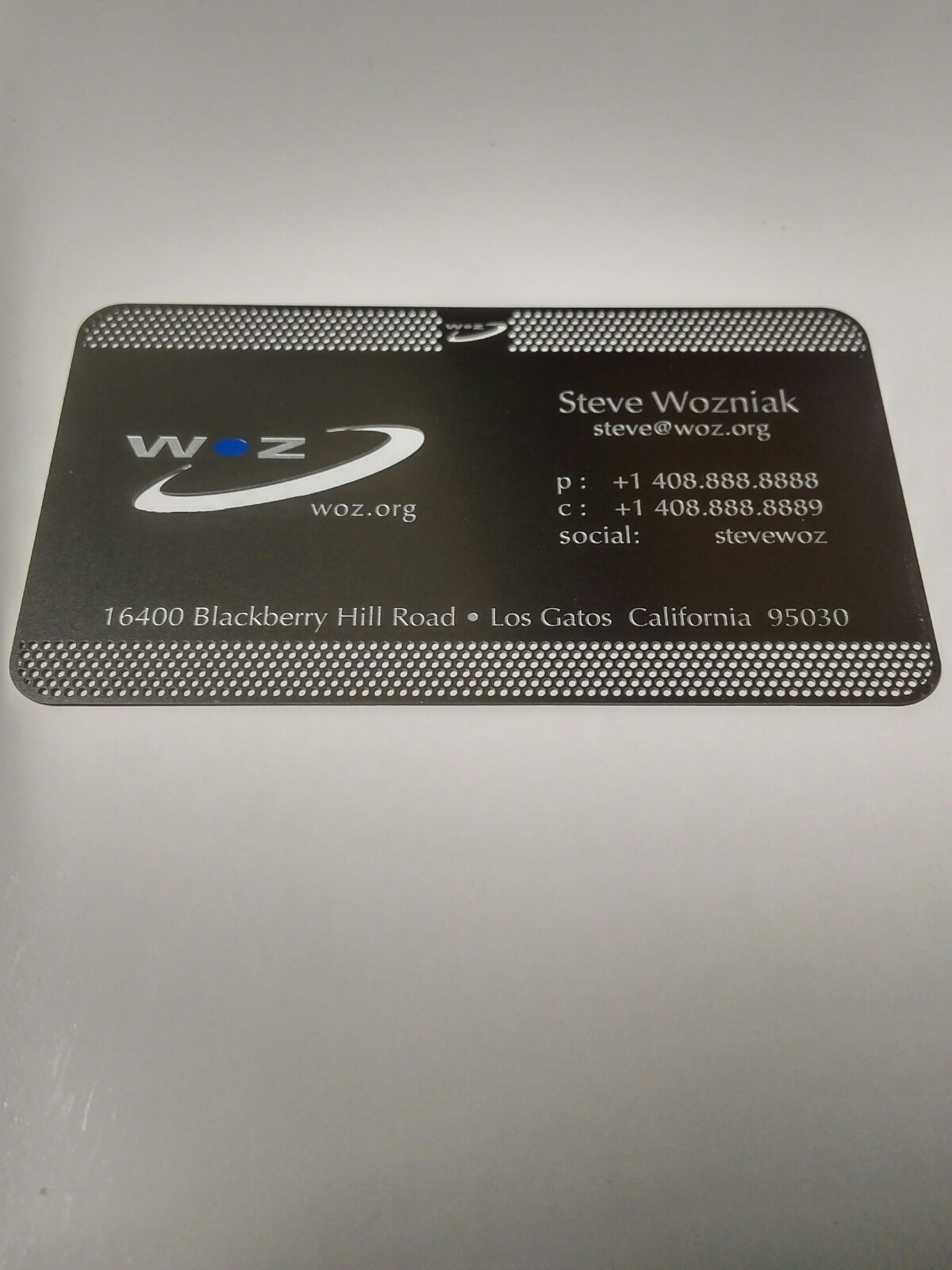 Steve Wozniak Metal Business card Apple Computer Co-Founder Woz