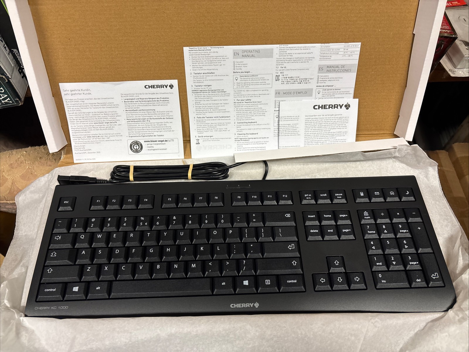 6 Pack Sealed Case CHERRY KC 1000 Keyboards - Black US