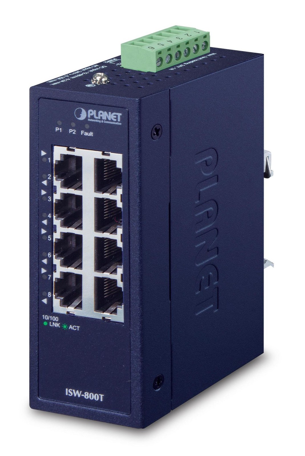 Planet ISW-800T IP30 Compact Size 8-Port 10/100TX Fast Ethernet Switch (-40~ ~E~