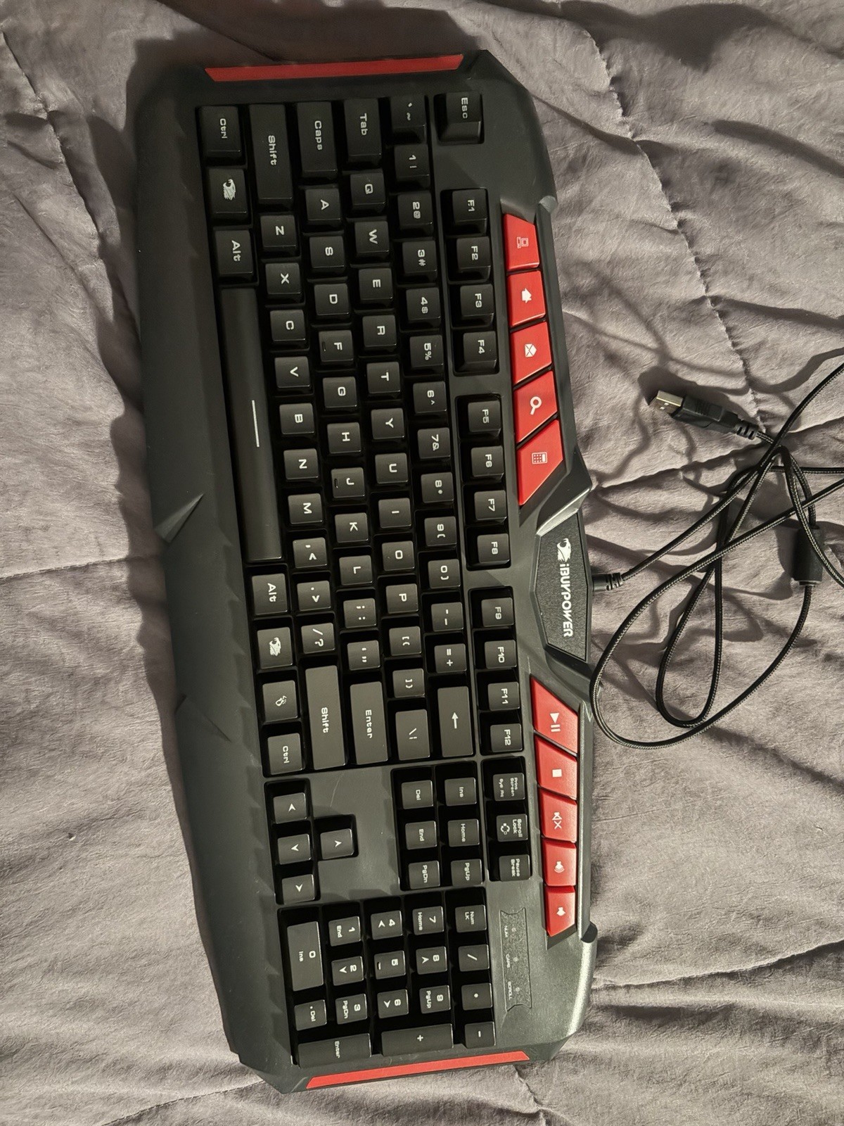 iBuyPower Ares M1 RGB Gaming Keyboard Spill Resistant Black Red Multimedia Keys
