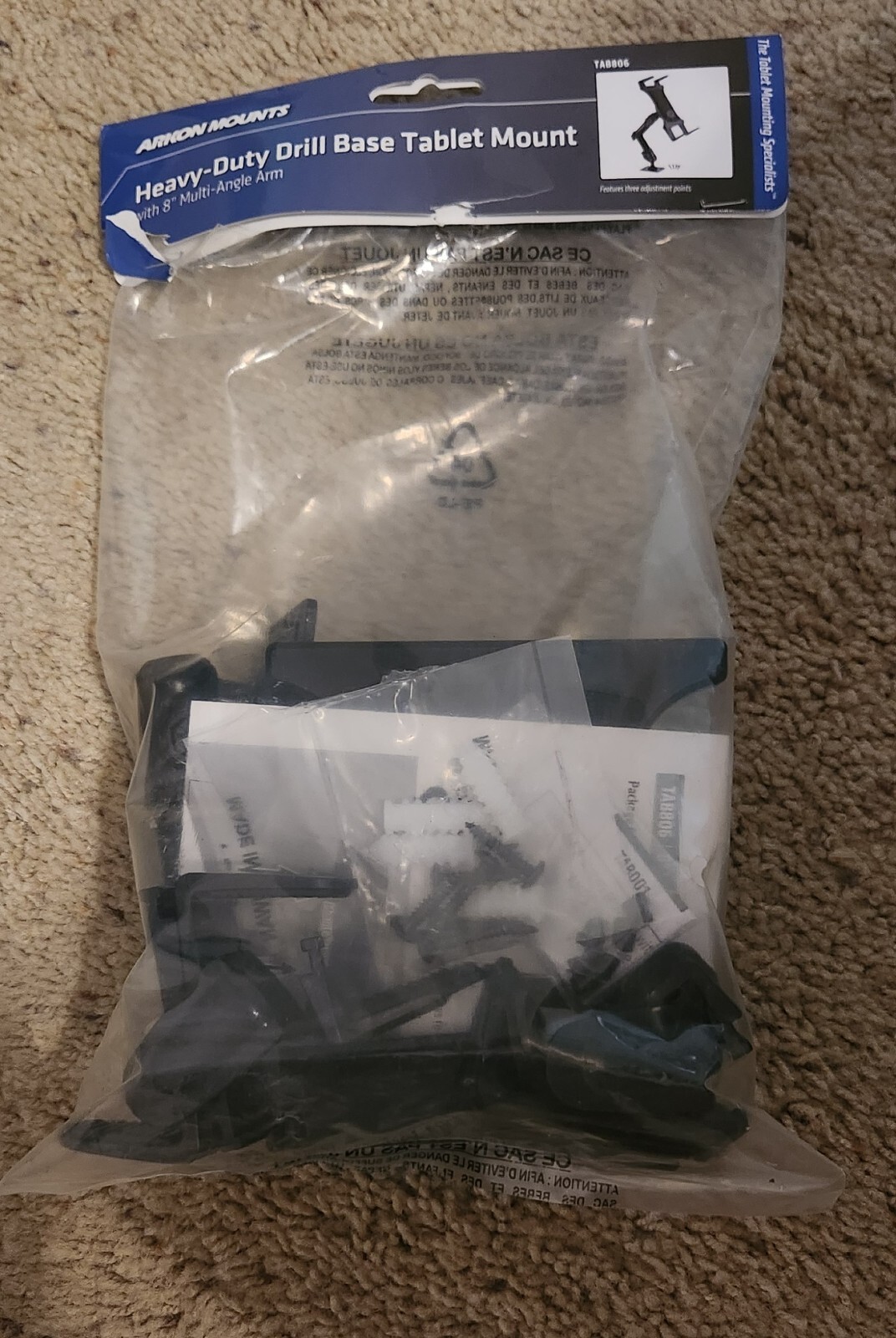 ARKON Mounts - Heavy-Duty Tablet Mount Secure Drill Base for Cars Walls & Tables