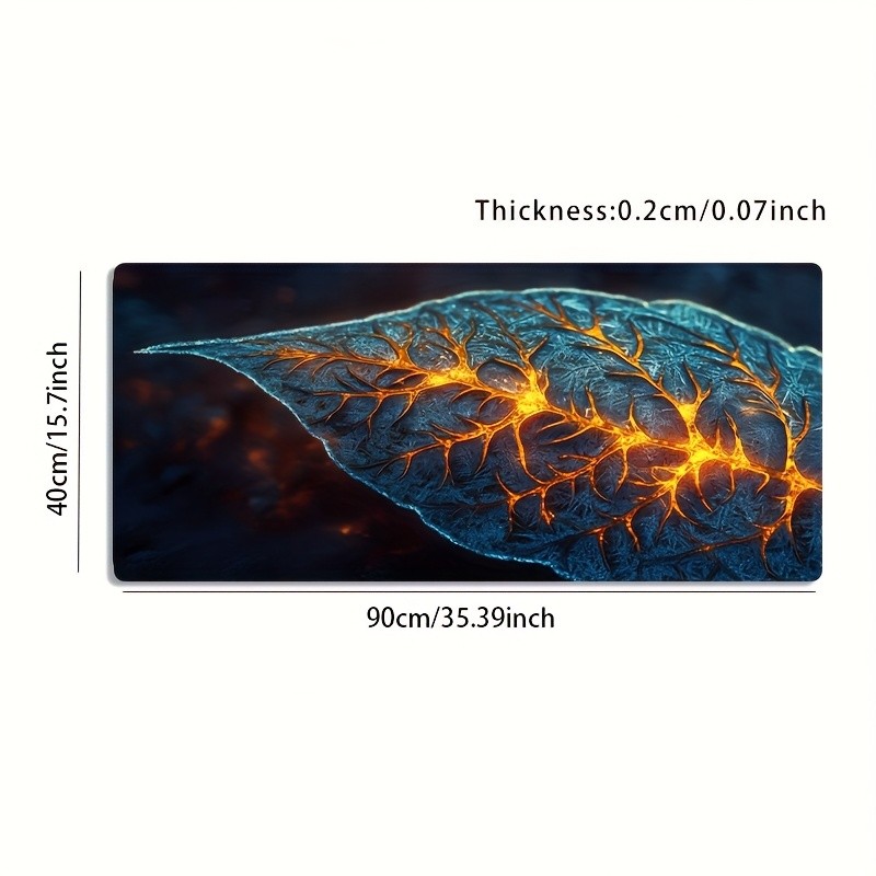 1 Extra-Large Gaming Mouse Pad with Glowing Fantasy Leaf Vein Design, Non-Slip