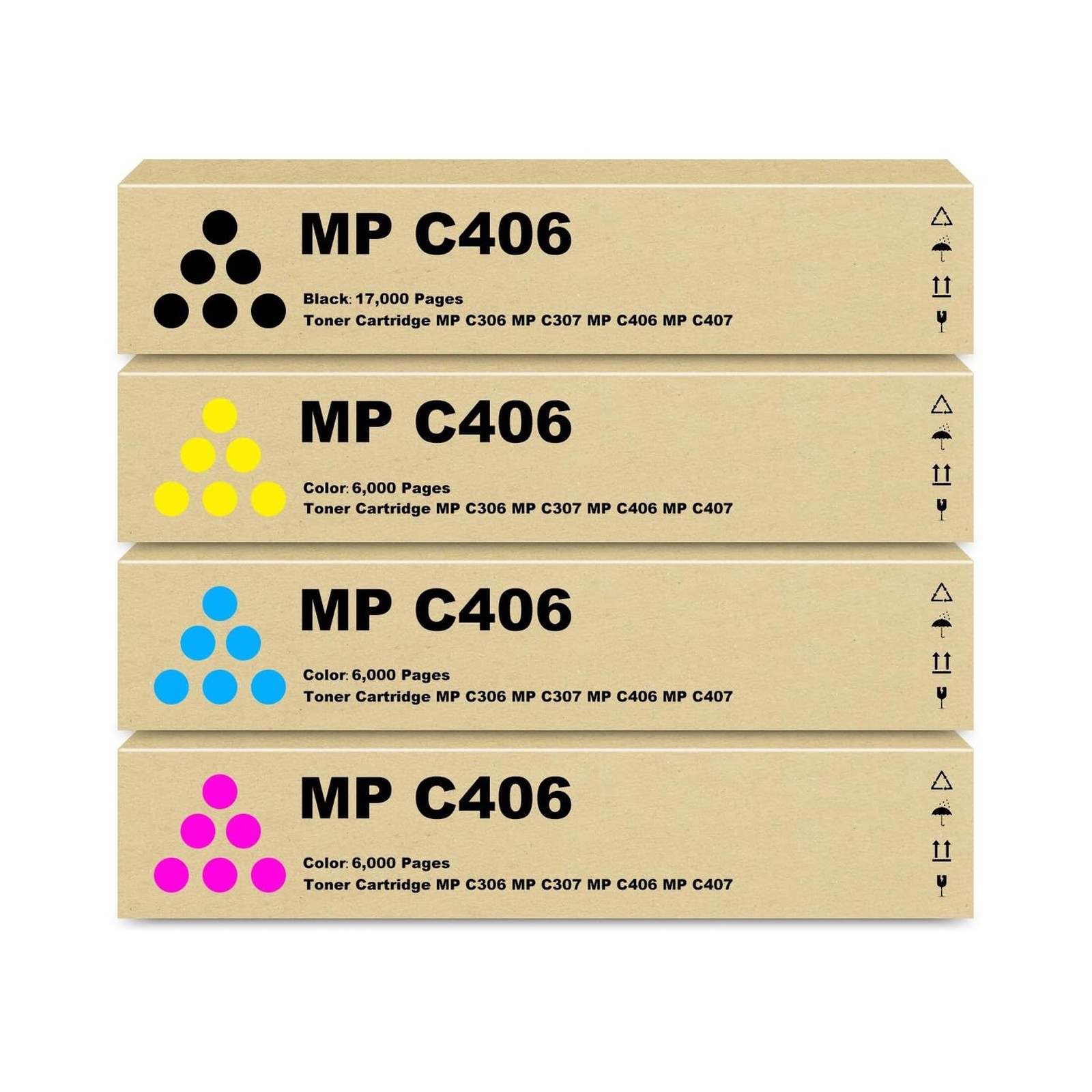 MPC406 MPC407 Toner High Yield Replacement for Ricoh MP C307 Toner Cartridges...