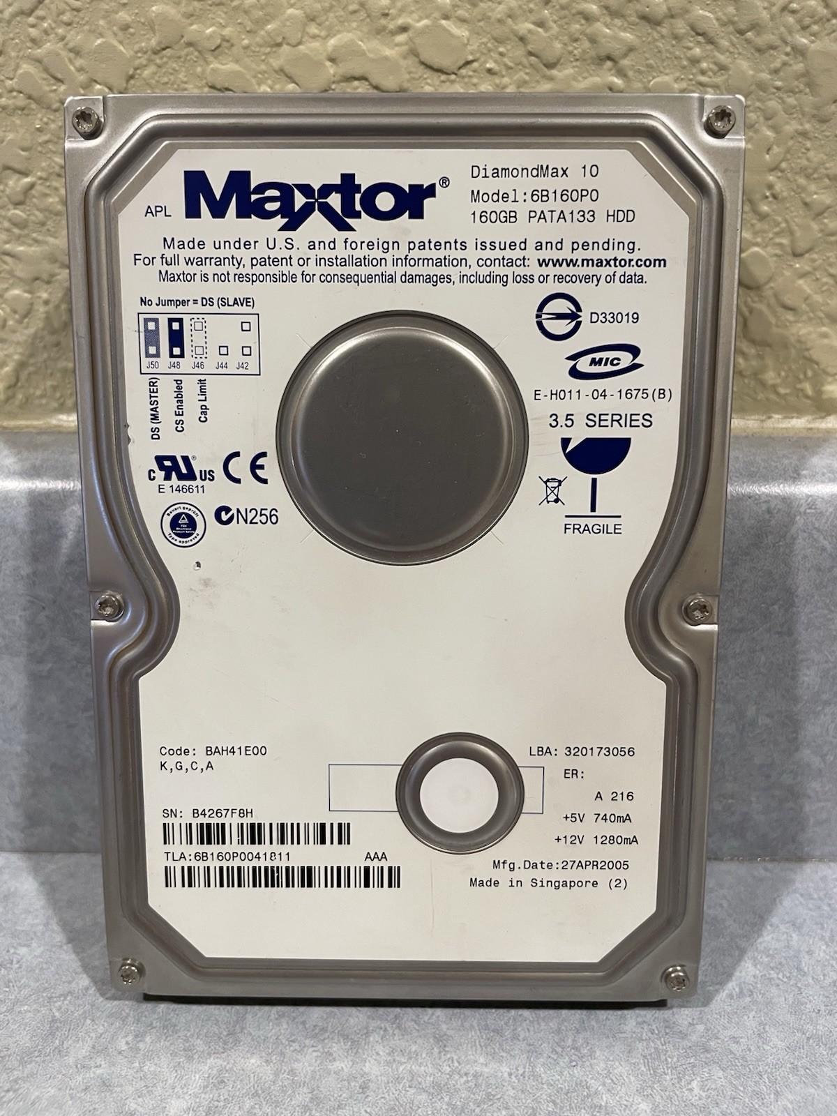 Maxtor DiamondMax 10 6B160P0 IDE Hard Drive - 160 GB - Tested (041)