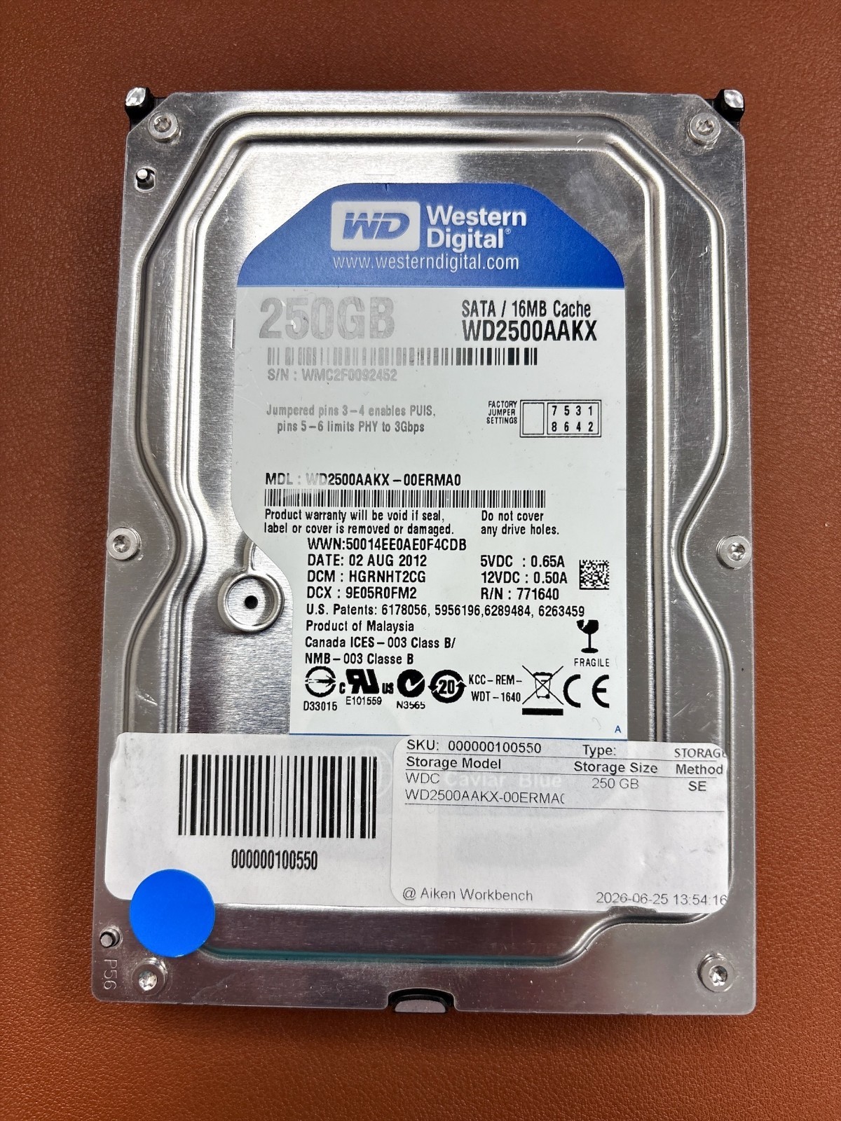 Lot of 10 3.5" SATA 250GB 7,200 RPM HDD Western Digital - Tested Working