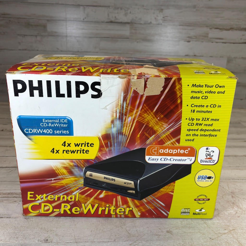Philips External CD-ReWriter CDRW400 Series 4x Write 4x Rewrite USB CD-RW Drive