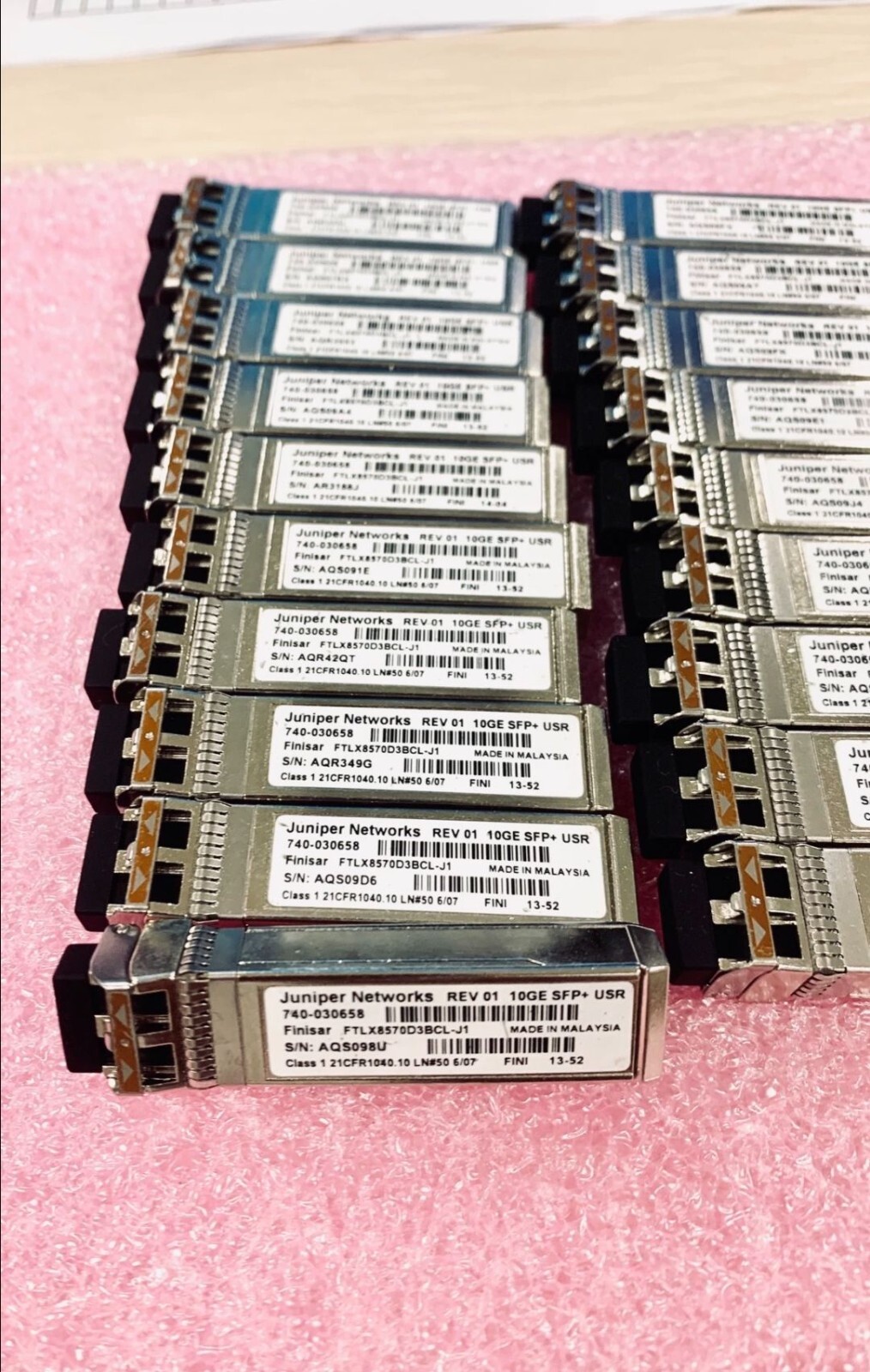 Lot of 4 Original Juniper 10GB SR SFP+ 740-030658 Optic FINISAR FTLX8570D3BCL-J1