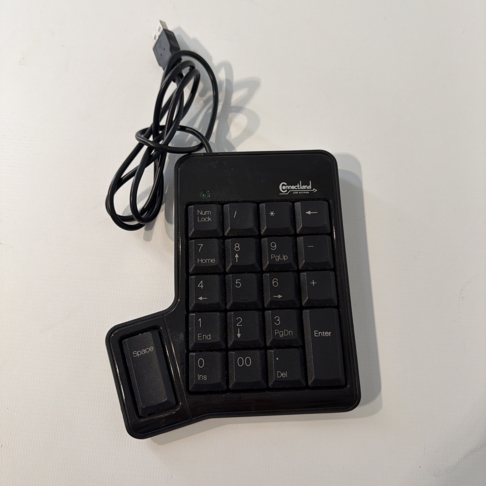Connectland CL-USB-NUMSPC 19-Key USB Numeric Keypad with Space Bar Black