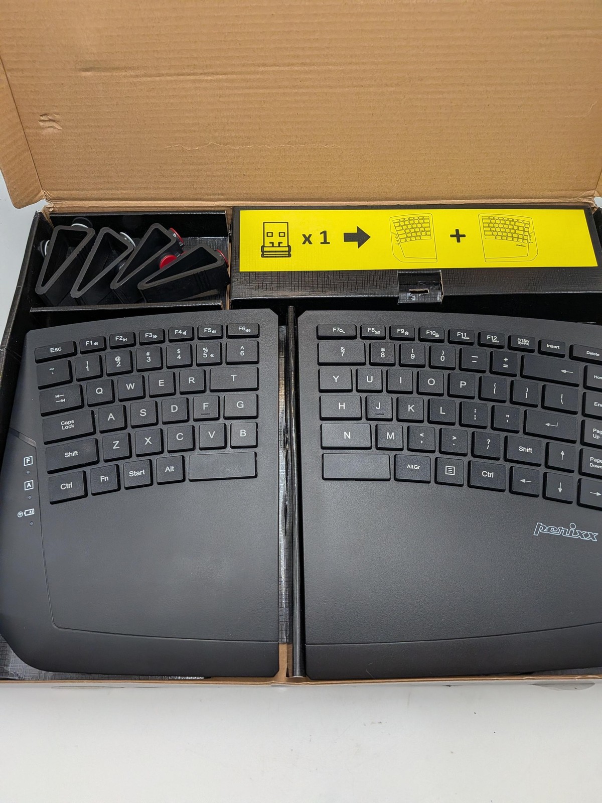 Perixx PERIBOARD-624B US, Wireless Ergonomic Split Keyboard - Up 30 Ft