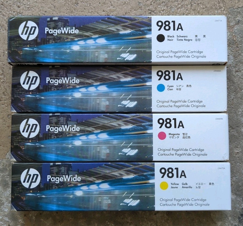 2020-21 GENUINE SET 4 HP 981A CARTRIDGE PageWide 556 586 NEW