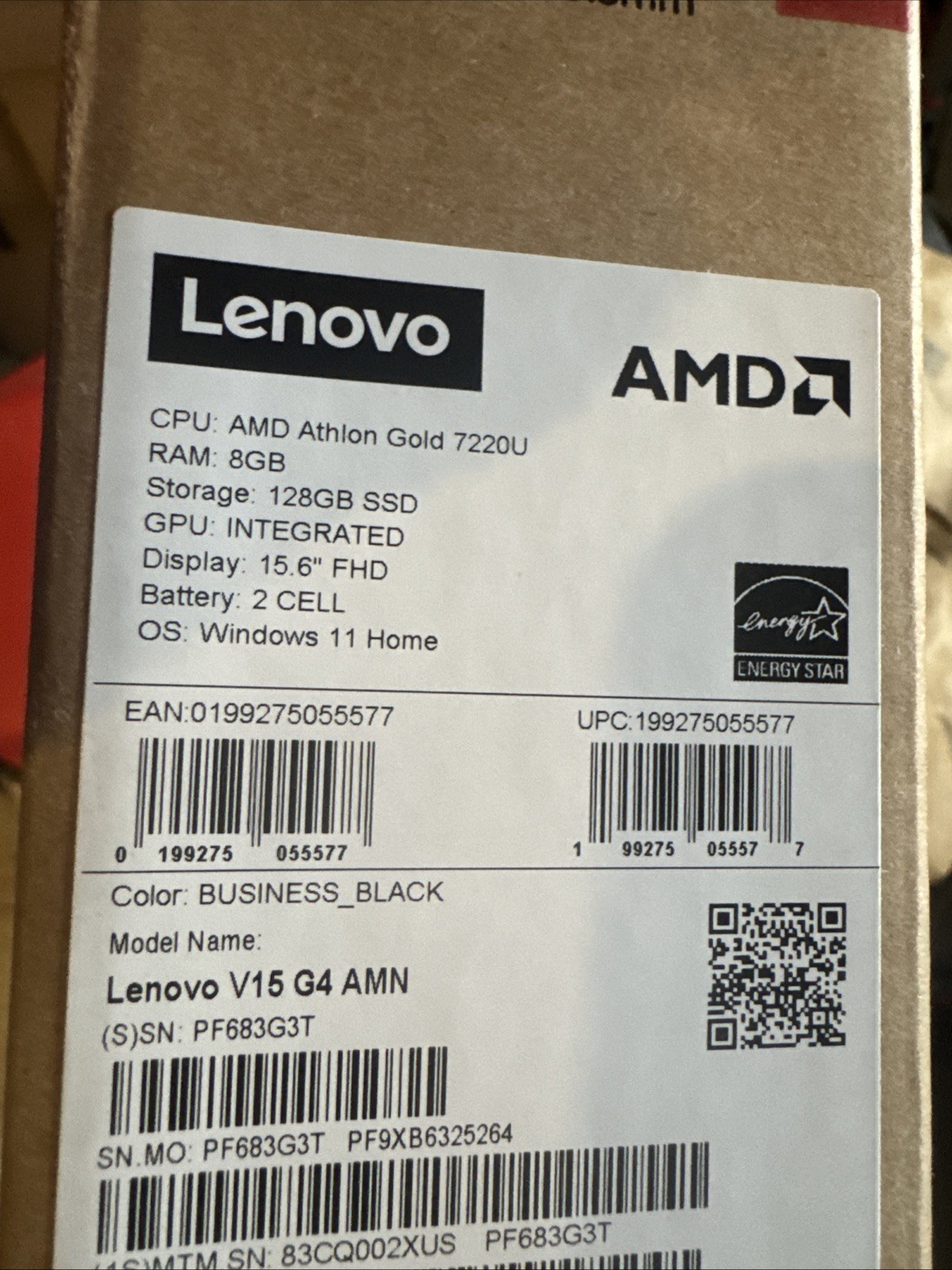 Lenovo V15 G4 15.6" AMD Althon Gold 7220u 8GB DDR5 128gb SSD