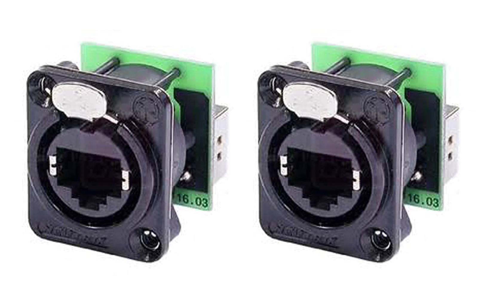 (2 PACK) NEUTRIK NE8FDP-B CAT 5/6 RJ45 Feed-Thru D Series Panel Mnt Jack - Black