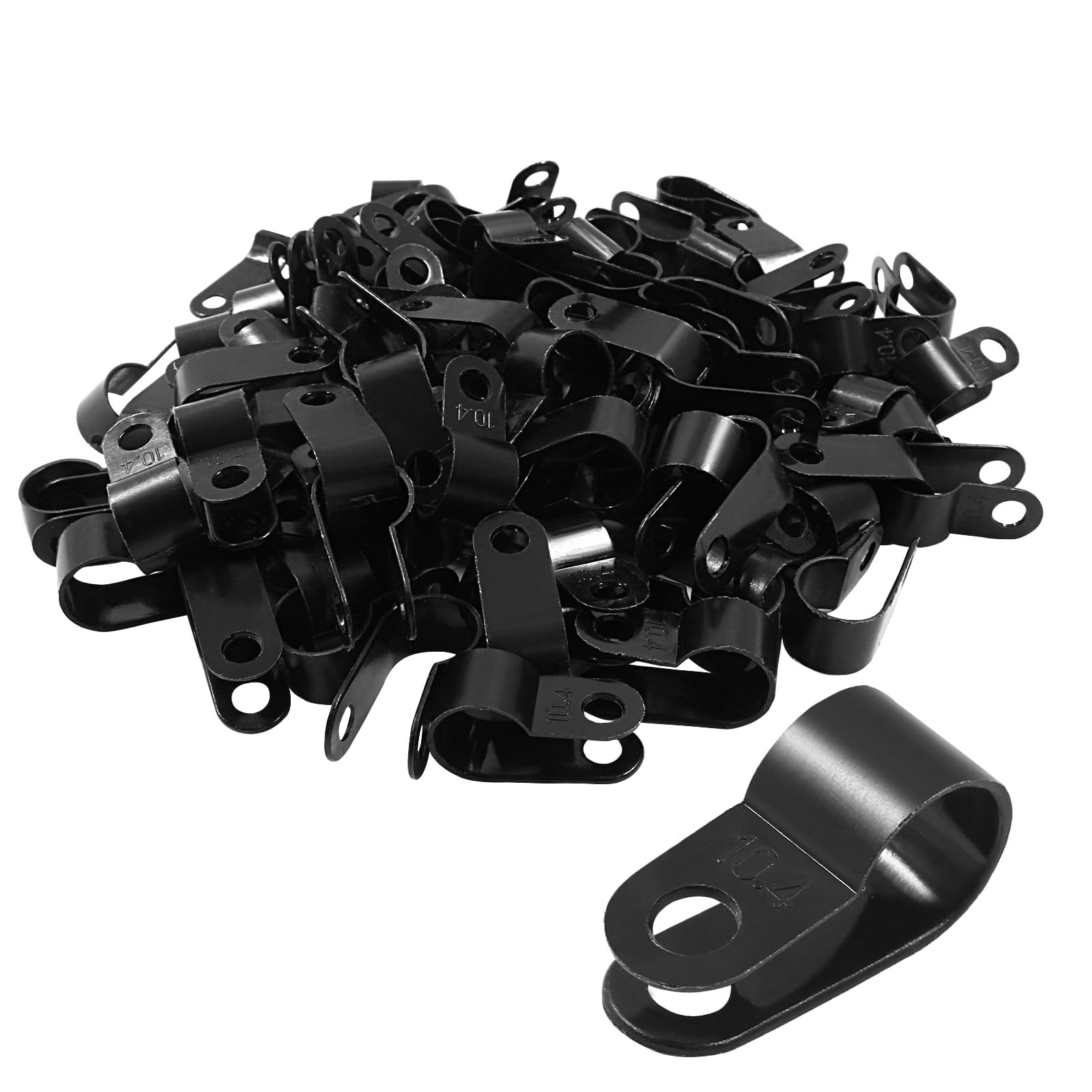 100 Pcs Black R-Type Cable Clip 3/8 Inch Nylon Plastic R Type Wire Clamp