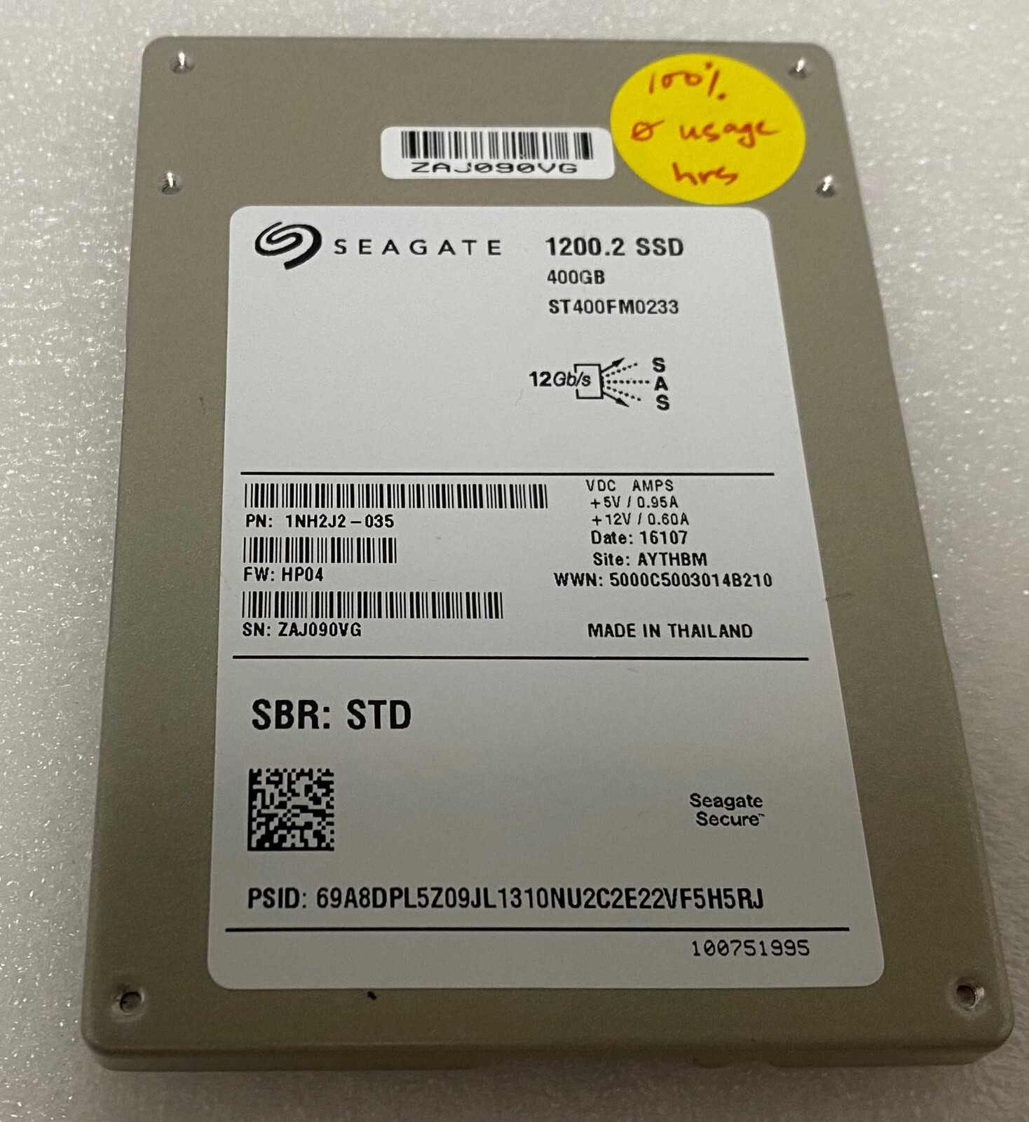 Seagate ST400FM0233 400GB 1200.2 SSD 12G 2.5" SAS Solid State Drive