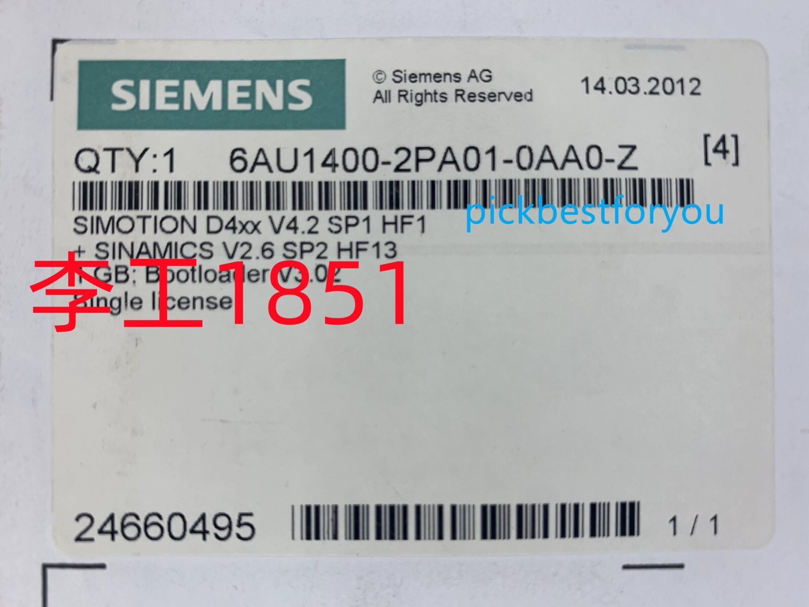 1PCS NEW SIEMENS 6AU1400-2PA01-0AA0-Z (by Fedex/DHL) #U5747D YG
