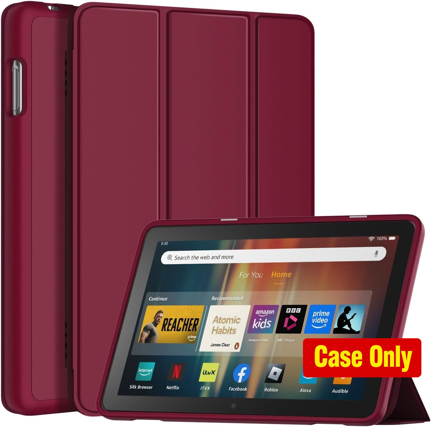 Case for 8in Tablet - Lightweight Trifold Stand with Dual Angle, Red
