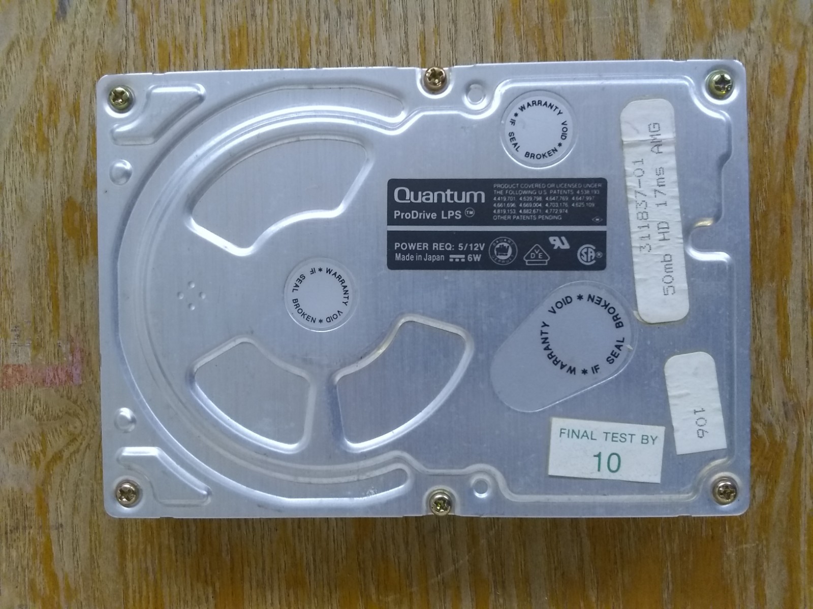 Commodore Amiga OEM: Quantum Prodrive LPS 52s, WORKING, 50MB 50-Pin SCSI Drive