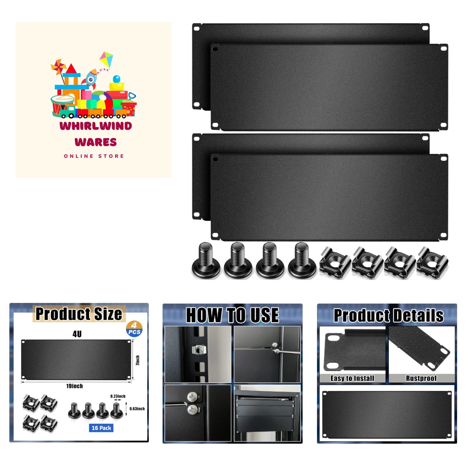 Advanced 4U Rack Mount Blank Panels with Hardware – Elegant Server Solution