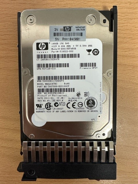 HP EH0146FARUB MBE2147RC 146GB SAS 15K RPM HPP/N 518022-002 P/N CA07069-B20100CP