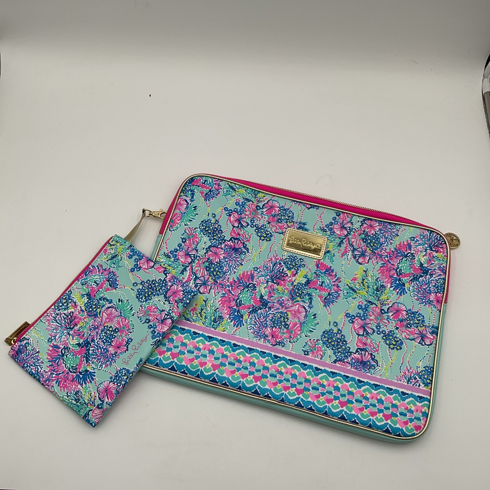 LILLY PULITZER Laptop Sleeve & Case "Beach You To It" Large Pink/Blue/Purp