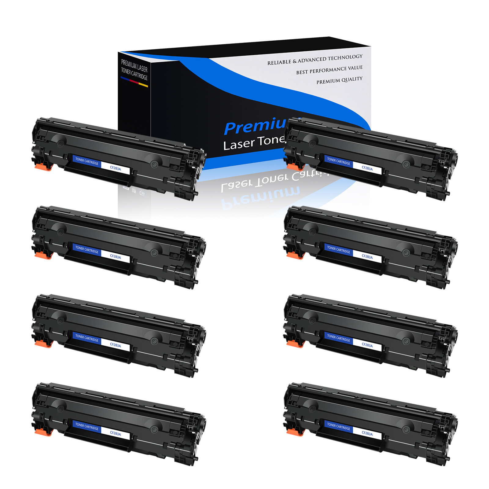 8PK CF283A BK Toner Cartridge for HP 83A LaserJet Pro MFP M225dw M225rdn M201n