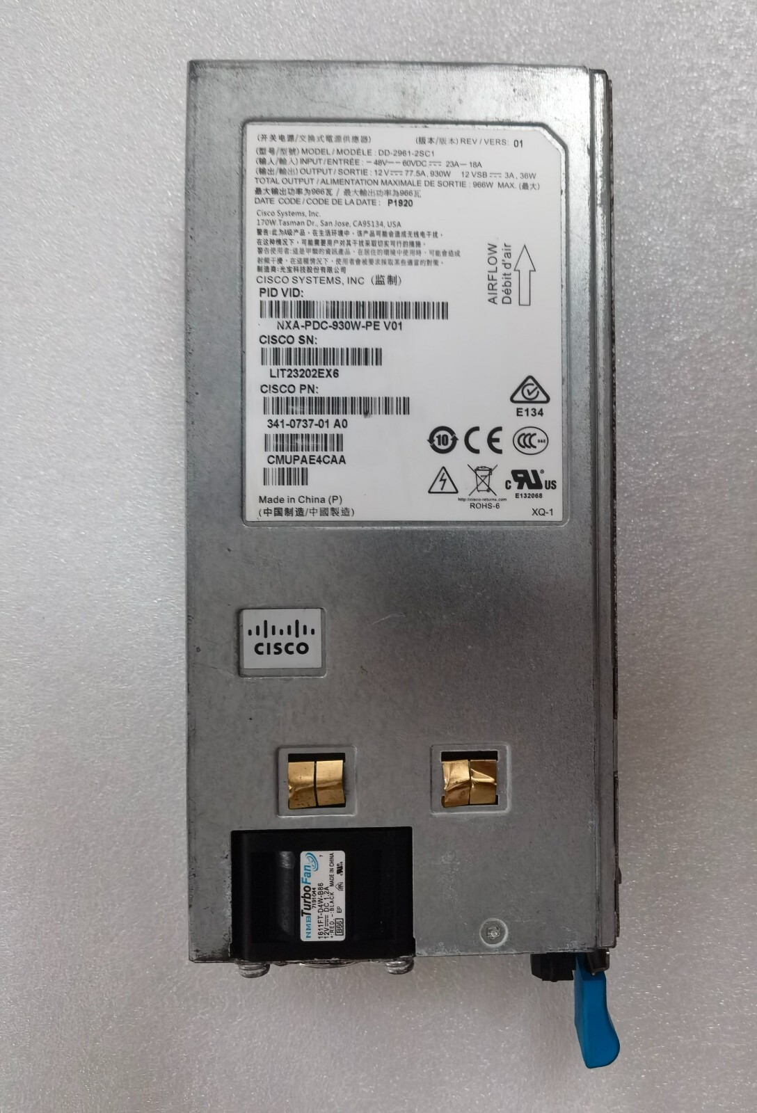 Cisco NXA-PDC-930W-PE DC Power supply for CISCO N3K-C31108PC (341-0737-01) Test