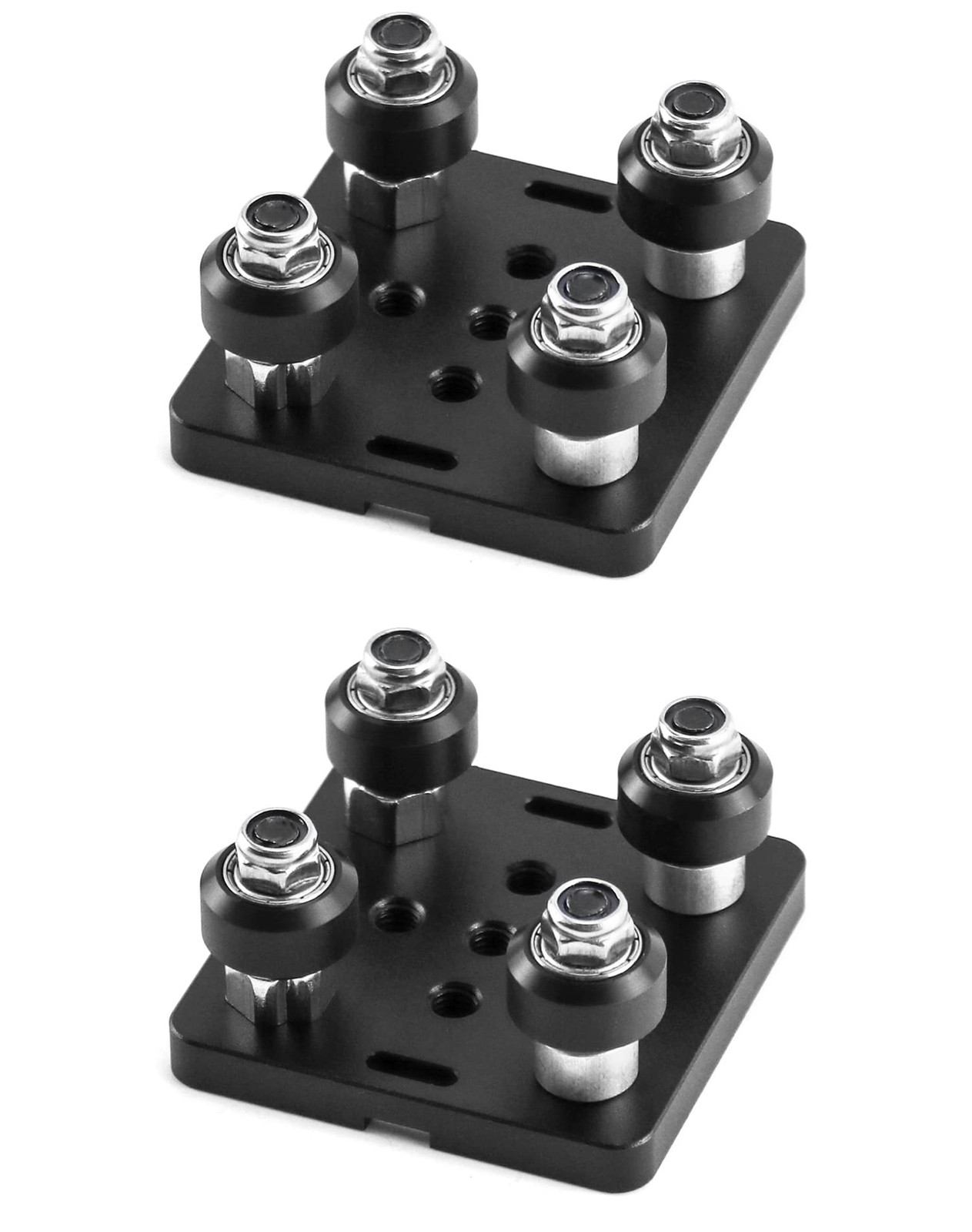 QWORK Small V-Wheel Plate, 2 Pack V-Slot Gantry Rod Plate with Wheel, 2 Pcs