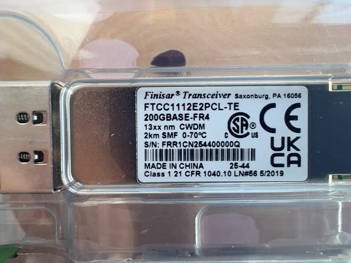 1PC Finisar 200G QSFP56 200GBASE-FR4 FTCC1112E2PCL-TE CWDM 2KM+ SMF Transceiver
