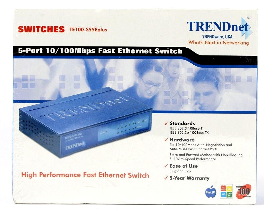 TRENDnet TE100-S55Eplus 5-Port 10/100Mbps High Performance Ethernet Switch IEEE