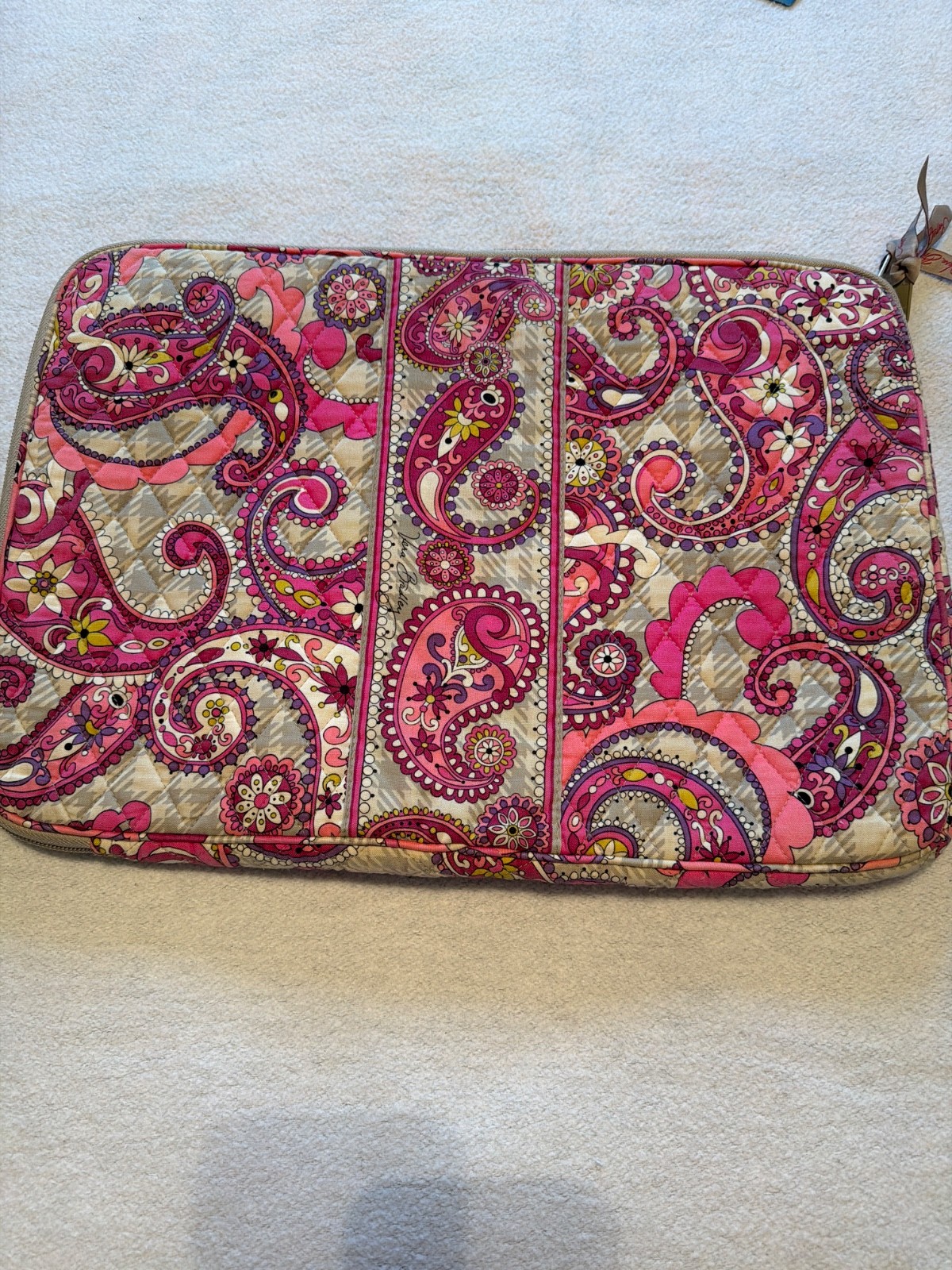 Vera Bradley Paisley Meets Plaid Quilted Padded Tech Laptop Sleeve Case Retired