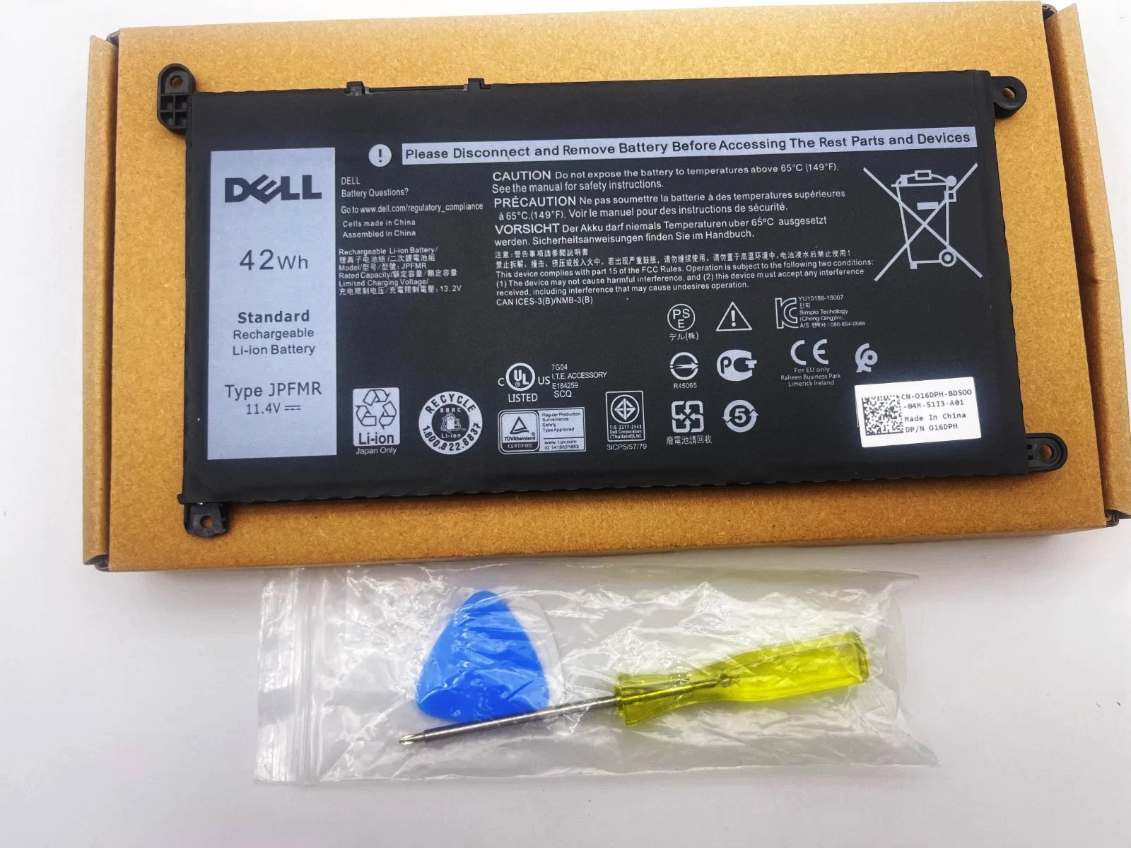 Genuine  42Wh JPFMR Battery for Dell Chromebook 3100 3400 5488 5493 5593 16DPH