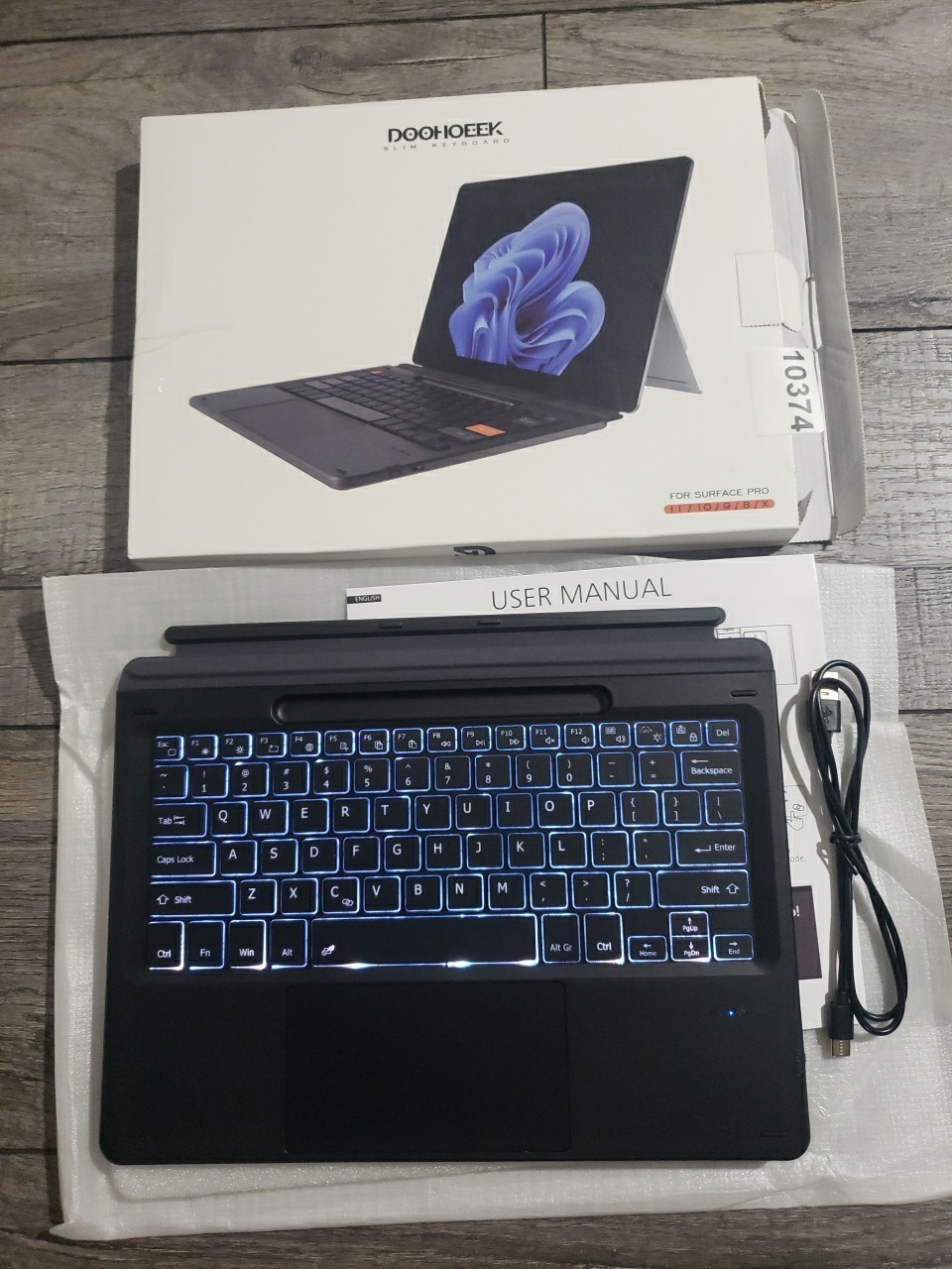 Doohoeek Bluetooth Keyboard For Surface Pro 11/10/9/8/X 13", Touchpad Backlit 