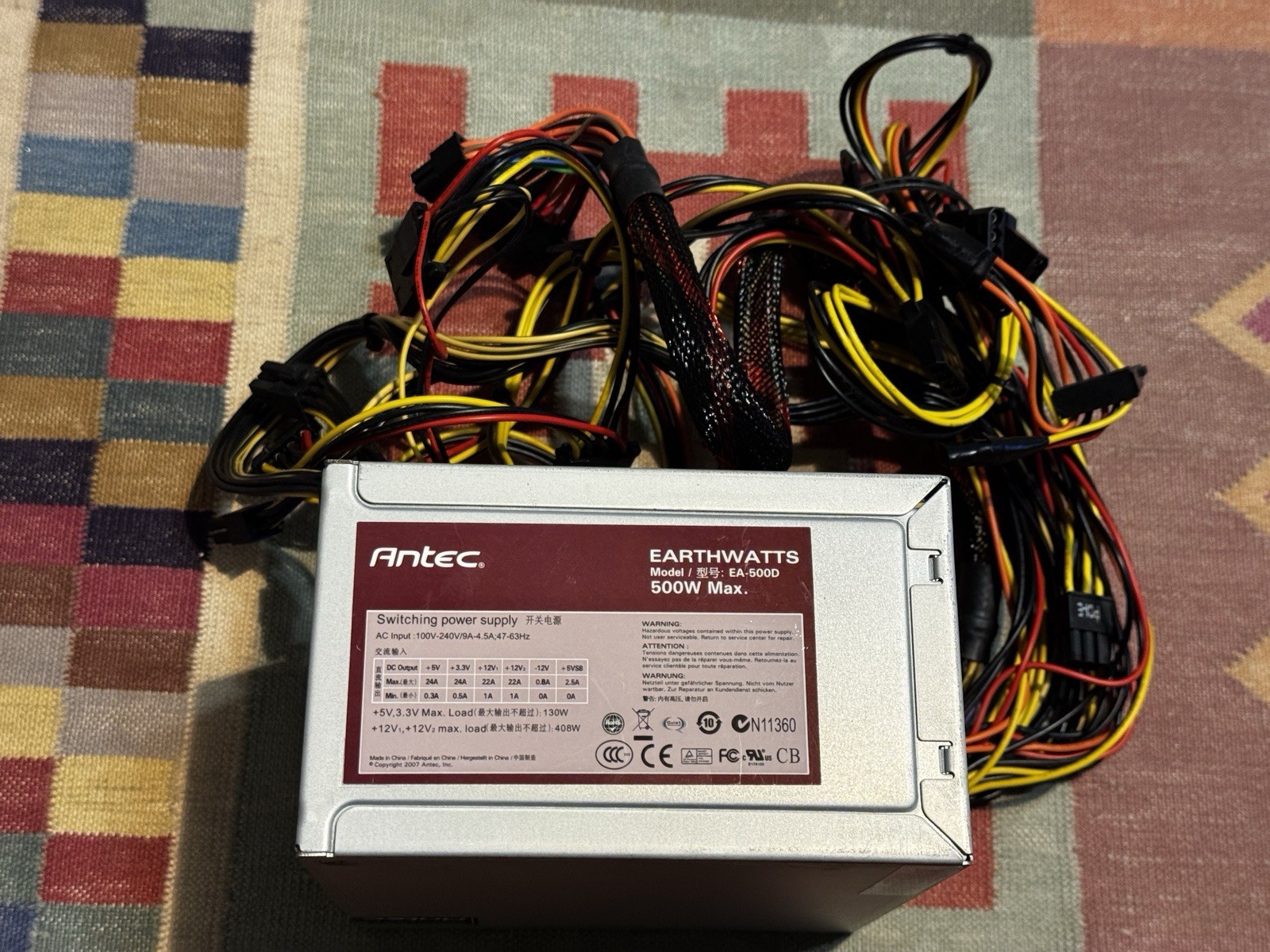 Antec EarthWatts EA-500D 500W ATX Computer Power Supply PSU Tested