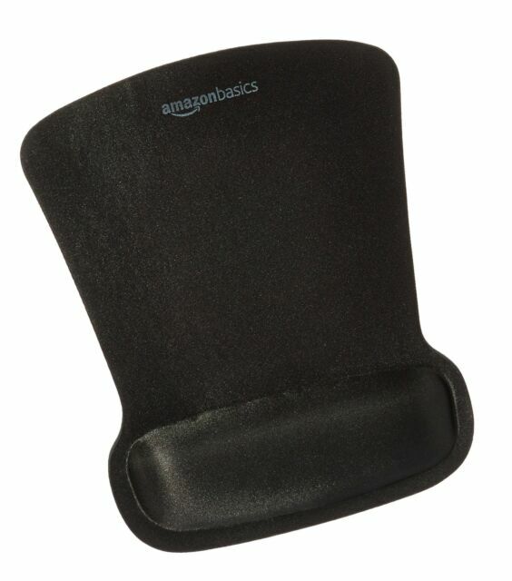 Amazon Basics Gel Mouse Pad with Wrist Support - Black Ergonomic Comfort