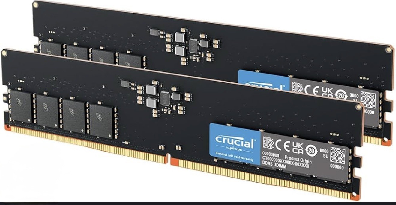 Crucial 64GB DDR5 RAM (2x32GB) 4800MHz  UDIMM CL40 Desktop Memory CT2K32G48C40U5