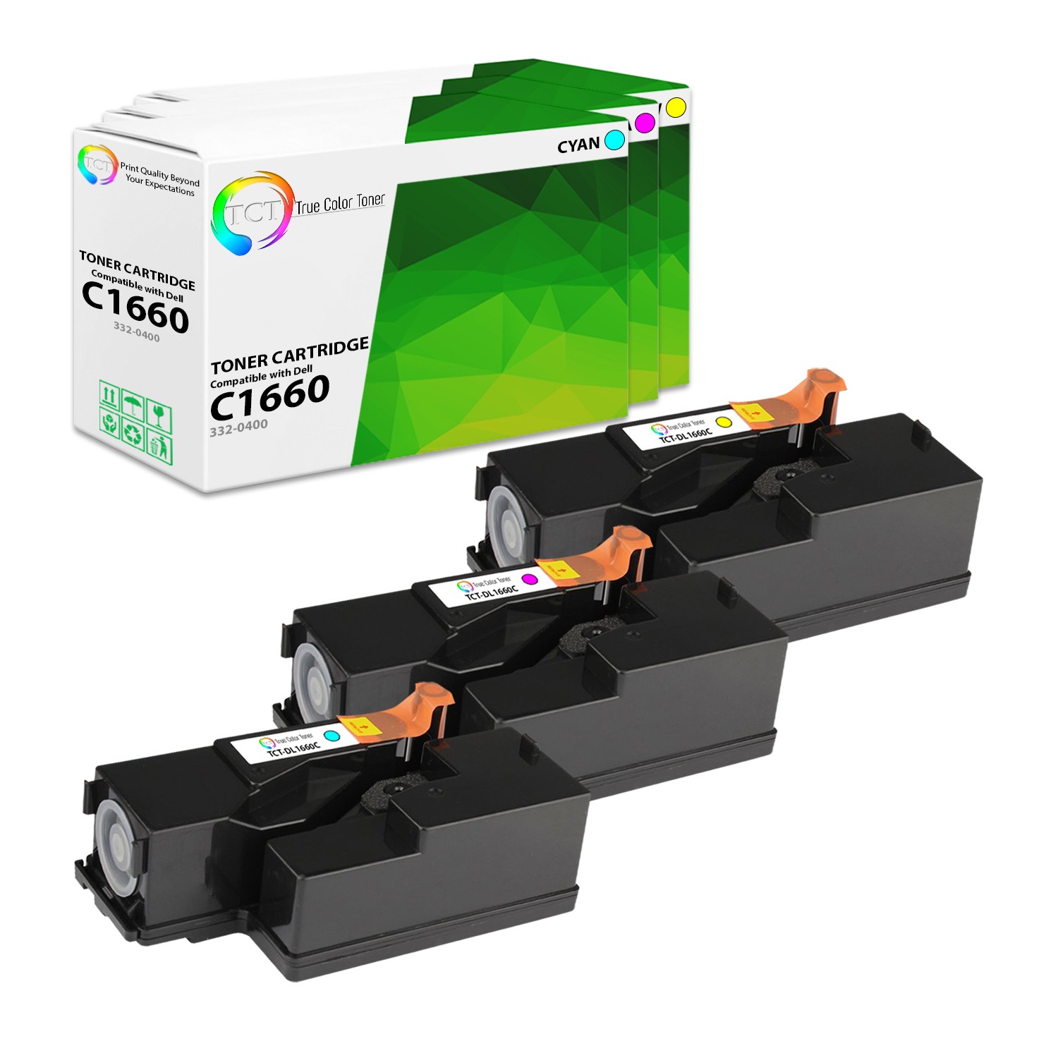 TCT 3PK C1660 Color Toner Cartridge Set For Dell C1660 C1660w C1660cnw