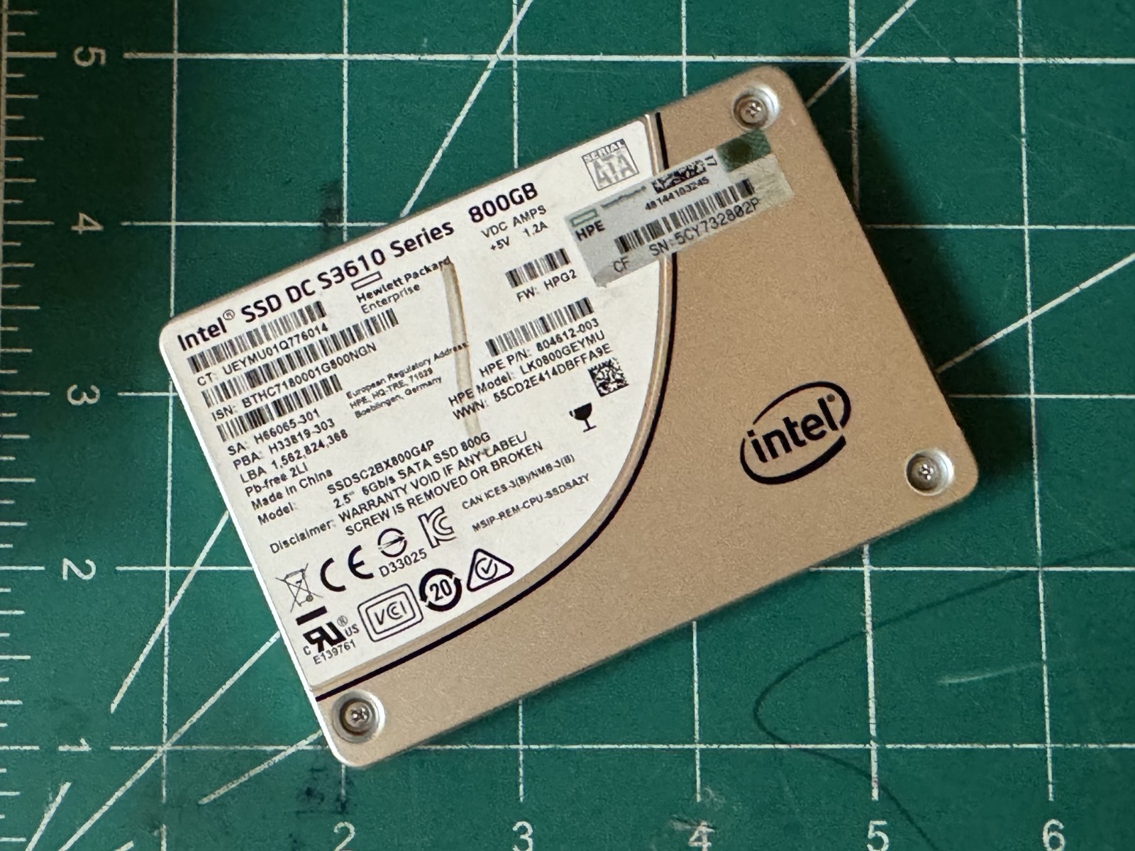 HP Compatible Intel S3610 800GB 2.5" SATA 6Gb/s SSD SSDSC2BX800G4P 804612-003