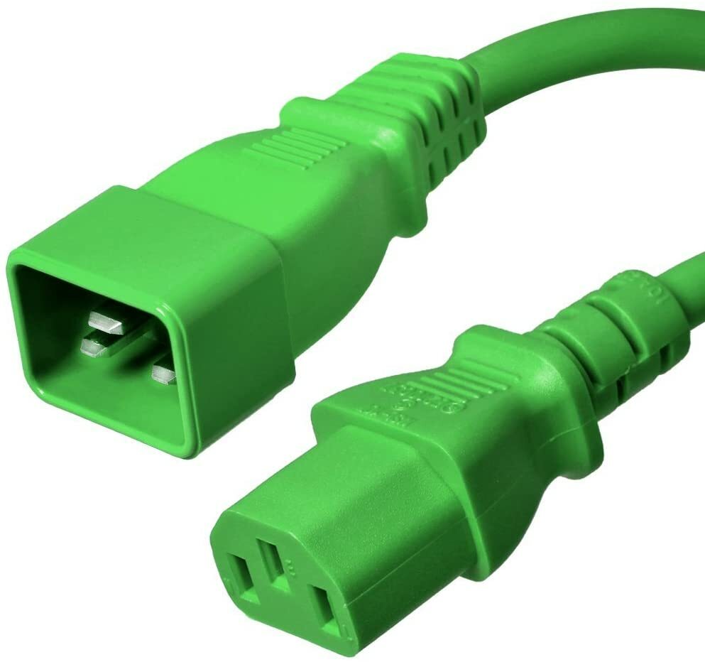 5FT IEC C20 - C13 Green Power Cord 14AWG 15A/1875W 100-250V 1.5M